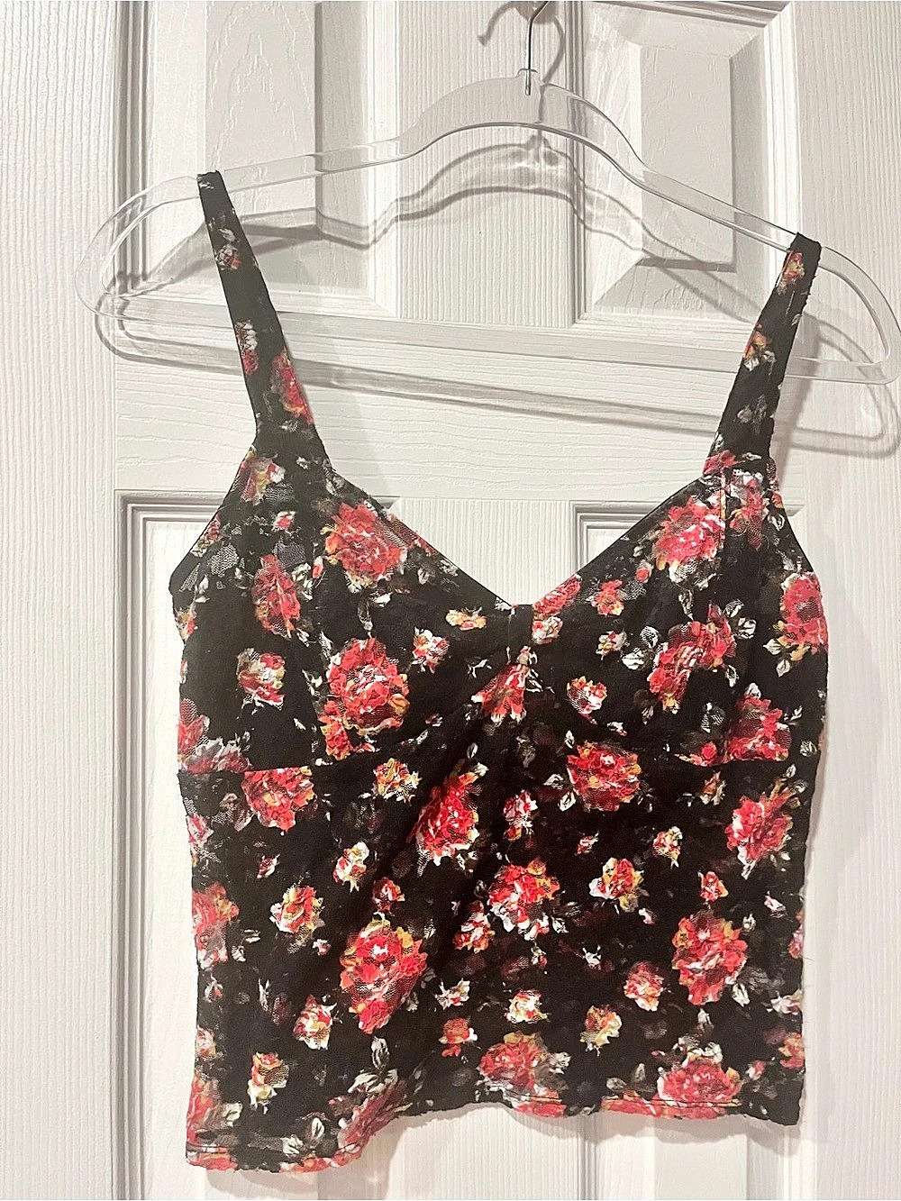 Free People - Size L - Floral Camisole Black & Red